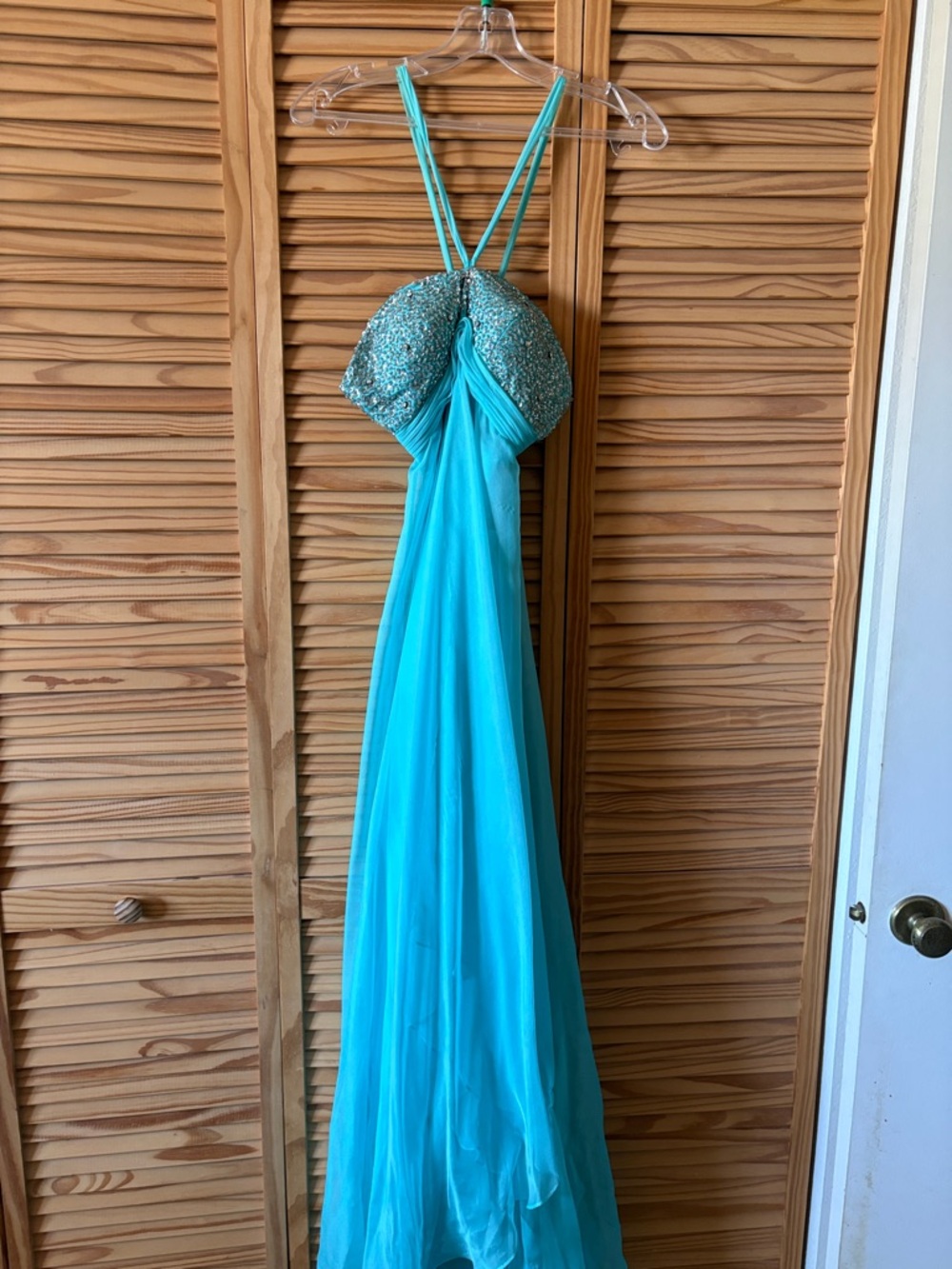 Mac Duggal Teal Strapless Evening Gown